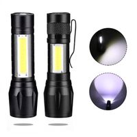 Wholesale Flashlights Torches Portable LED Q5 Bulbs Mini Rechargeable Zoom Torch COB Lamp Waterproof Mode Tactical Built Battery