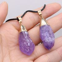 Wholesale Pendant Necklaces Natural Amethysts Necklace Water Drop Shape Agates Stone For Jewerly Gift Length cm