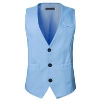 Wholesale Men s Vests Suit Vest Casual Solid Color Three buckle Formal Dress Multicolor Large Size