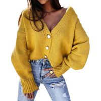 Wholesale Women s Knits Tees Chic Women Cropped Cardigan Sweater Fall Knitwear Short Girls Long Sleeve Twist Crochet Top Pull Femme