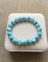 Wholesale 9 mm Genuine Natural Blue Larimar Bracelet Water Pattern Crystal Round Beads Stretch Bracelet Woman Femme Fashion Stonenew