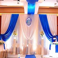 Wholesale Party Decoration M m Ice Silk Wedding Backdrop Curtains White And Blue Swag Satin Backgroundd Drape Curtain