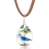 Wholesale Pendant Necklaces Dried Flower Bird In Glass Drop Necklace Handmade Unique Ornament Leather Rope String Jewelry Chain NT3546