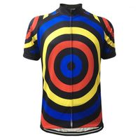 Wholesale Racing Jackets HIRBGOD Men s Cycling Jersey Blue Red Yellow Target Stripe Bike Clothing Breathable Short Sleeve Shirt Tops HI475