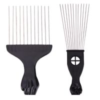 Wholesale 1pc Professional Salon Use Black Metal African Pick Comb Hair Combs Insert Hair Pick Comb Wide Teeth Fork Hair Curly Br jllDRE