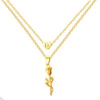 Wholesale Pendant Necklaces Layered Gold Heart Initial Choker Necklace For Women Rose Flower Collier Femme Wedding Bridesmaid Gift