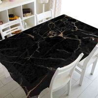 Wholesale Modern Black Gold Marble Tablecloths Waterproof Abstract Texture Pattern Cloth Cover for Dining Square