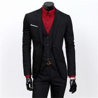 Wholesale Men s Suits Blazers Three piece male ensemble with jacket pants and vest slim style for marriage Z