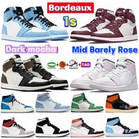 Wholesale High Quality Bordeaux s basketball shoes University blue dark mocha Chicago UNC patent bred toe twist mens Mid Light Smoke Grey Designer sneakers women trainers