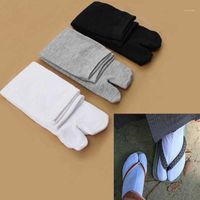 Wholesale 1Pairs Japanese Flip Flop Sandal Split Toe Socks Unisex Two Finger Socks Black White Gray Kimono Ninja Geta Crew1