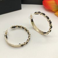 Wholesale Luxury Designer Stud For Women Fashion Leather Hoop Earrings Silver Needle High Quality
