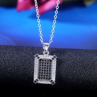 Wholesale Huitan Square Design With Black White CZ Stone Modern Stylish Pendent Women Necklace Delicate Gift Daily Wear Jewelry Pendant Necklaces