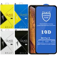 Wholesale Full Coverage D Tempered Glass Protective Film Full Glue Screen Protector for iPhone Mini Pro Max XR XS X With Plastic Retail Packaging