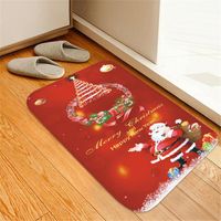 Wholesale Carpets Christmas Carpet Decoration Home Floor Mat Room Non Slip Flannel Rug Santa Claus Xmas Snowman Decorations For