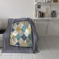 Wholesale Oil Painting Geometric Color Throw Blanket Picnic Travel Portable Soft Bedspread Microfiber Flannel Blankets For Beds
