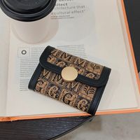 Wholesale Fashion Printed Letter Business Card Holder Card Case purse Women Small Short Clasp Fold Multi Pocket ID Wallet Womens