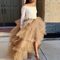 Wholesale Party Dresses Color Free Fashion Emerald Green Ruffles Tiered High Low Tutu Skirts Puffy Elastic Long Prom Gowns Vestidos X9HI