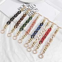 Wholesale Crystal Enamel Acrylic Large Gold Chain Link Bracelets for Women Gorgeous Meshes Matte Black Friendship Bangles Gifts