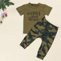 Wholesale Toddler Boy Clothes Newborn Toddler Infant Kids Baby Boy Clothes Letter T shirt Tops Camouflage Pants Outfits Set1 Z2