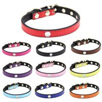 Wholesale Leather Dog Collars Soft Padded Puppy Handmade Leash for Dogs Small Large Cat Collar Black Pink Red Purple Blue