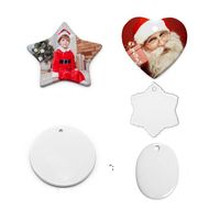 Wholesale DIY Sublimation Blank Ceramic Pendant Ceramics Arts and Crafts Ornament Heat Transfer Round Christmas Decoration Father s Mother s