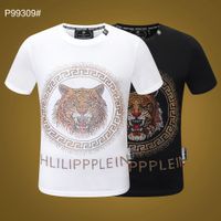 Wholesale Luxury summer men s T shirt short sleeved leopard head hot brick pattern pattern fashion ladies high quality sportswear tops in black and white
