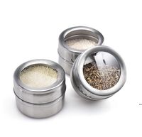 Wholesale Magnetic Stainless Steel Herb Spice Tools Visible Seasoning Jar Salt Pepper Shaker Bottle Kitchen LLD13434