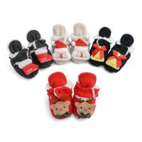 Wholesale First Walkers Born Baby Girl Boy Shoes Winter Warm Home Boots Christmas Cotton Fabric Soft Sole Learn Walk Booties