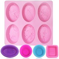 Wholesale 5pcs Six Cavity Bees Silicone Soap Mold DIY Handmade Cupcake Muffin Candle Mould Honeycomb Cake Wedding Party Decorating