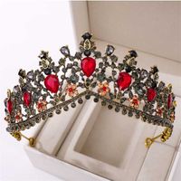 Wholesale Headpieces Blue Red Green Wedding Hair Accessories Crystal Tiara For Brides Crown Head Piece Bridal Crowns Queen Diadem