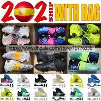 Wholesale BAG Mens Soccer Boots Future Z FG MG TF Knit Socks Football Shoes Cleats Black White Yellow Green Blue Orange Pink Footwear Low botas