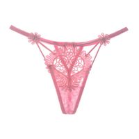 Wholesale Women s Panties Women Sexy Thong Flower Embroidery Erotic Transparent Mesh Low rise T pants See Through Porno G String
