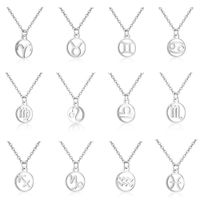Wholesale 12 Constellation Zodiac Sign Necklace for Women Stainless Steel Silver Link Chain Leo Libra Aries Circle Pendant Horoscope Astrology