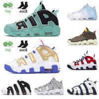 Wholesale Scottie Pippen Basketball Shoes Air More Uptempo Light Aqua Midnight Navy White Varsity Red Camo Lucky Charms UK Off Womens Mens Sneakers Trainers Runner