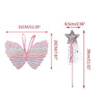 Wholesale 40JC Cute Children Costumes Performance Props Gradient Color Butterfly Princess Angel Wings Fairy Stick Kids Dress Up Playing H1015