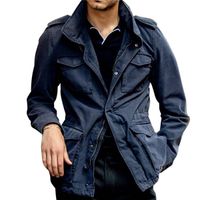 Wholesale Mens Jackets Clothing New European American Autumn Outer Wear Casual Lapel Single breasted Blue Jacket