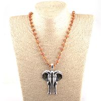 Wholesale Pendant Necklaces Fashion Bohemian Tribal Jewelry Glass Crystal Rosary Chain Elephant