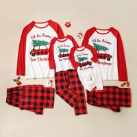 Wholesale Christmas family matching pajamas outfits girls boys xmas tree car printed nightwear plaid pants sets kids sleepwear homewear loungewear Q3667