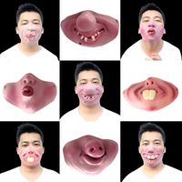 Wholesale Funny Adult Party Mask Entertainment Pig Mask Latex Cosplay Half Face Horrible Scary Mask Masquerade Halloween Q0806