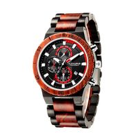 Wholesale Wristwatches Wooden Men s Watch Luxury Stylish Red Sandalwood Timepieces Chronograph Military Quartz Watches Clock Relogios Erkek Kol Saati