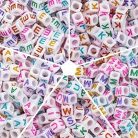 Wholesale 130PCS mm Mix colors Square Spacer Charm Bead Acrylic Beads Letters Alphabet Hole mm For Bracelet Necklace Diy Jewelry Making
