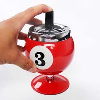 Wholesale Nunber Stainless Steel Creative Snooker Balls Ashtray Billiards Model Tobacco Jar Numbers are Random Delivery