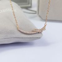 Wholesale Smile Bow Necklace Women s Light Luxury Fashion Jewelry Inlaid Zircon Clavicle