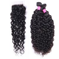 Wholesale Price Brazilian Water Wave Bundles with Lace Closure Peruvian Malaysian Indian Virgin Human Remy hair Products Weaves