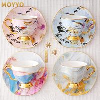 Wholesale Cups Saucers ml Hand Painted High grade Coffee Cup Saucer Set English Rural Style Phnom Penh Ceramic Afternoon Tea