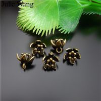 Wholesale julie wang antique bronze retro flowers copper charms for necklace pendants findings jewelry making accessory
