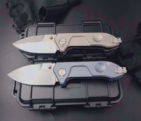 Wholesale Top Quality Strong ER Tactical Fold Knife D2 Satin Blade TC4 Titanium Alloy Handle Outdoor EDC Pocket Folding Knives With Plastic Box Package