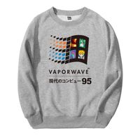 Wholesale Spring Winter Vaporwave Vintage Retro Japanese Anime Aesthetic Men Sweatshirt Hoodies Hip Hop Streetwear Casual Sportswear