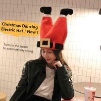 Wholesale Christmas Dancing Electric Hat Red White Plush Santa Cap Swing Electric Christmas Hat Adult Children New Year Xmas Eve Cap Gift Y1118