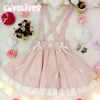 Wholesale Skirts Kawaii Pink Sweet Lolita Girls Short Skirt Women Cute Sakura Embroidery Young Girl Ie Ribbon Suspender